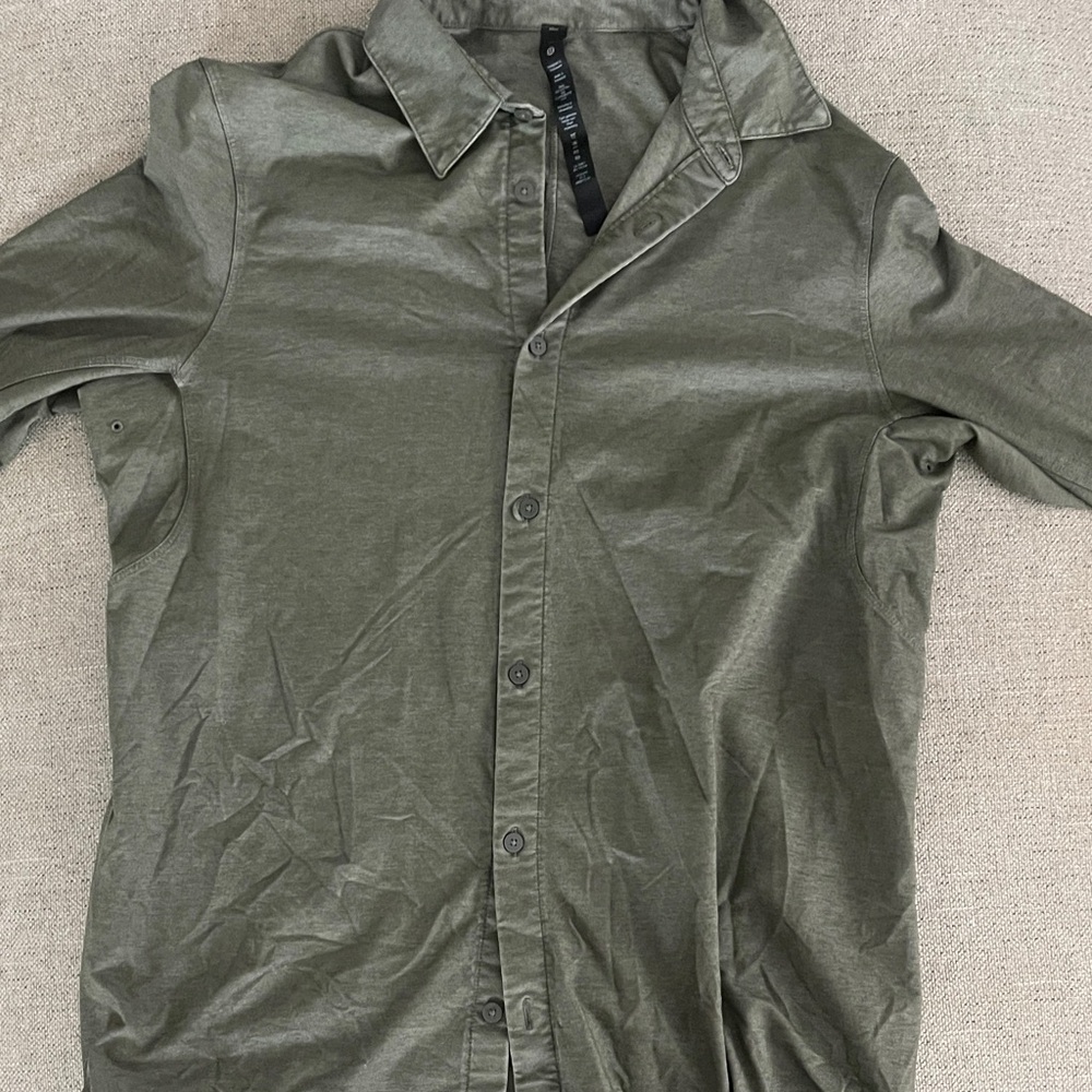 lululemon athletica Olive Green Dress Shirt